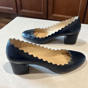 Chloe Lauren Heel Scalloped edge Navy Blue Leather, 38.5 sole protector
